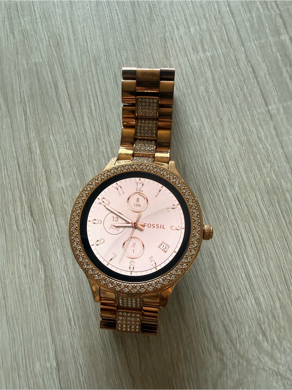 Fossil Rose Gold Crystal-Trim Smart Watch